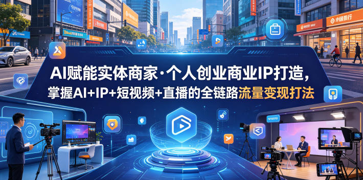 AI赋能实体商家·个人创业商业IP打造,掌握AI+IP+短视频+直播的全链路流量变现打法-凡人轻创