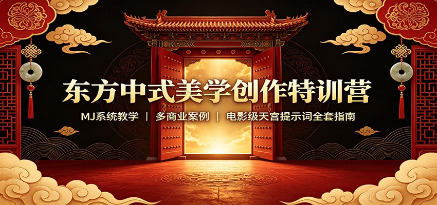 东方中式美学创作特训营:MJ系统教学,多商业案例,电影级天宫提示词全套指南-凡人轻创
