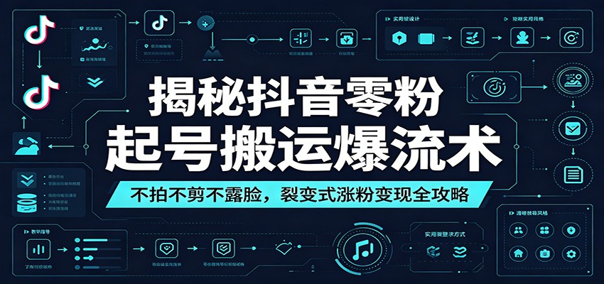 揭秘抖音零粉起号搬运爆流术:不拍不剪不露脸,裂变式涨粉变现全攻略-凡人轻创