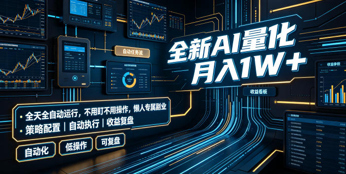 全新AI量化月入1W+,全天全自动运行,不用盯不用操作,懒人专属副业!【揭秘】-凡人轻创