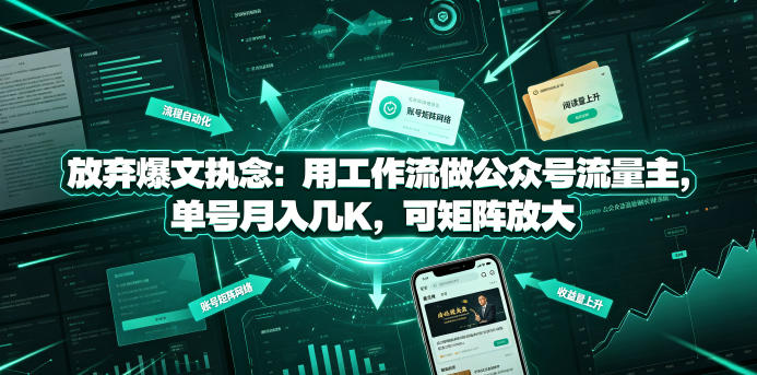 放弃爆文执念：用工作流做公众号流量主，单号月入几K，可矩阵放大-凡人轻创