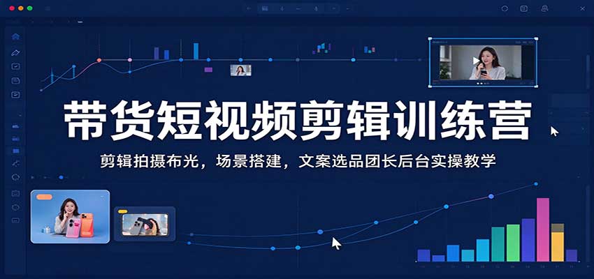 带货短视频剪辑训练营:剪辑拍摄布光,场景搭建,文案选品团长后台实操教学 带货短视频剪辑训练营:剪辑拍摄布光,场景搭建,文案选品团长后台实操教学
