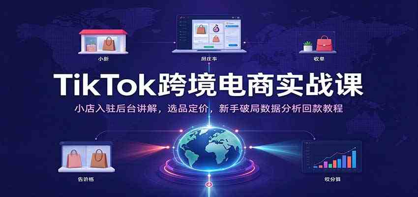 TikTok跨境电商实战课:小店入驻后台讲解,选品定价,新手破局数据分析回款教程-凡人轻创