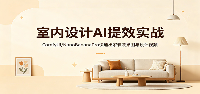 室内设计AI提效实战：ComfyUI/NanoBananaPro快速出家装效果图与设计视频-凡人轻创