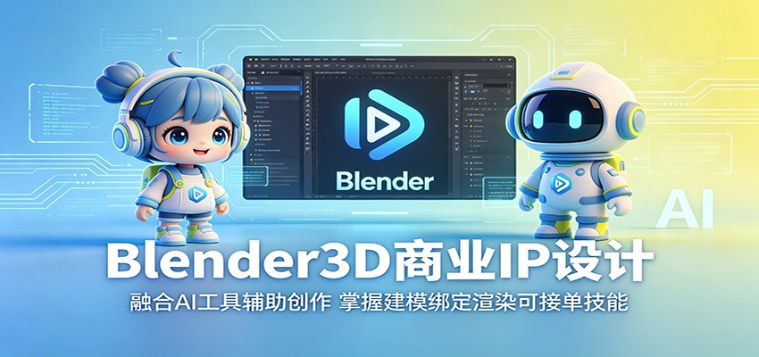 Blender3D商业IP设计：融合AI工具辅助创作，掌握建模绑定渲染可接单技能-凡人轻创