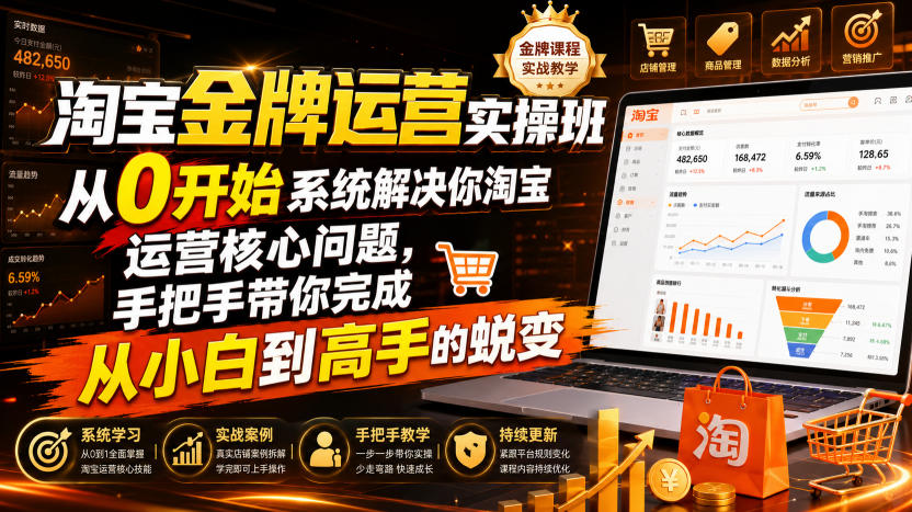 淘宝金牌运营实操班,从0开始系统解决你淘宝运营核心问题,手把手带你完成从小白到高手的蜕变(2026年7月)-凡人轻创