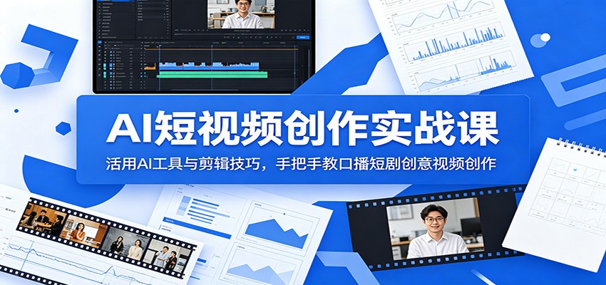 AI短视频创作实战课:活用AI工具与剪辑技巧,手把手教口播短剧创意视频创作-凡人轻创