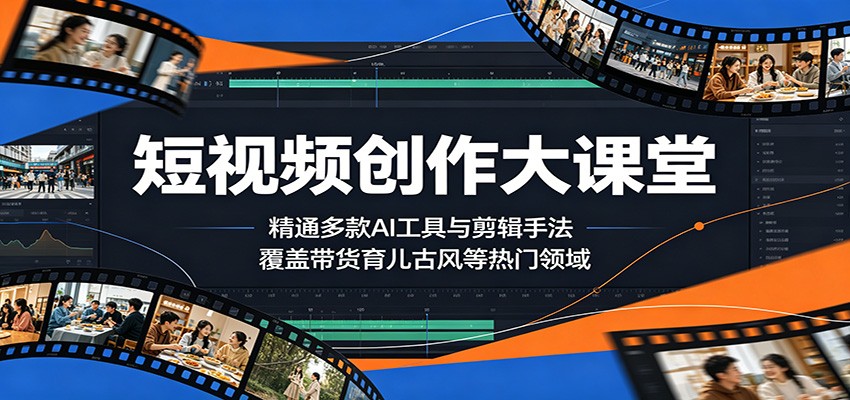 短视频创作大课堂:精通多款AI工具与剪辑手法,覆盖带货、育儿、古风等热门领域-凡人轻创