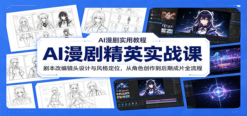 AI漫剧精英实战课：剧本改编镜头设计与风格定位，从角色创作到后期成片全流程-凡人轻创