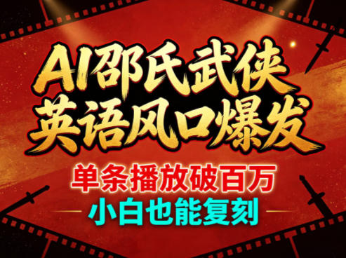 AI邵氏武侠英语风口爆发，单条播放破百万，小白也能复刻-凡人轻创