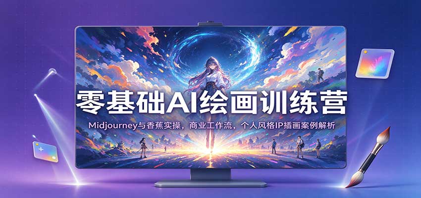 零基础AI绘画训练营:Midjourney与香蕉实操,商业工作流,个人风格IP插画案例解析-凡人轻创