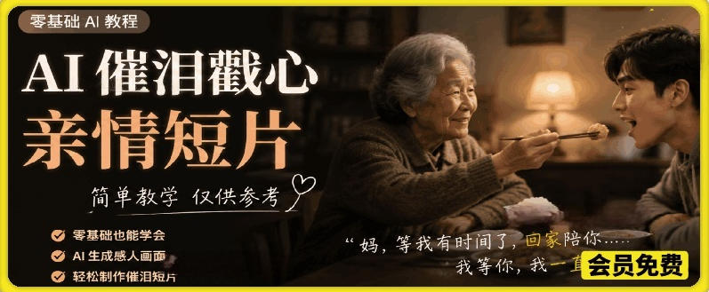 AI催泪戳心亲情短片，零基础AI教程，简单教学仅供参考-凡人轻创