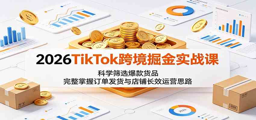 2026TikTok跨境掘金实战课：科学筛选爆款货品，完整掌握订单发货与店铺长效运营思路-凡人轻创