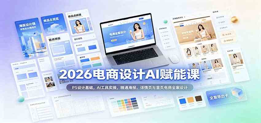 2026电商设计AI赋能课:PS设计基础,AI工具实操,精通海报、详情页与首页电商全案设计-凡人轻创