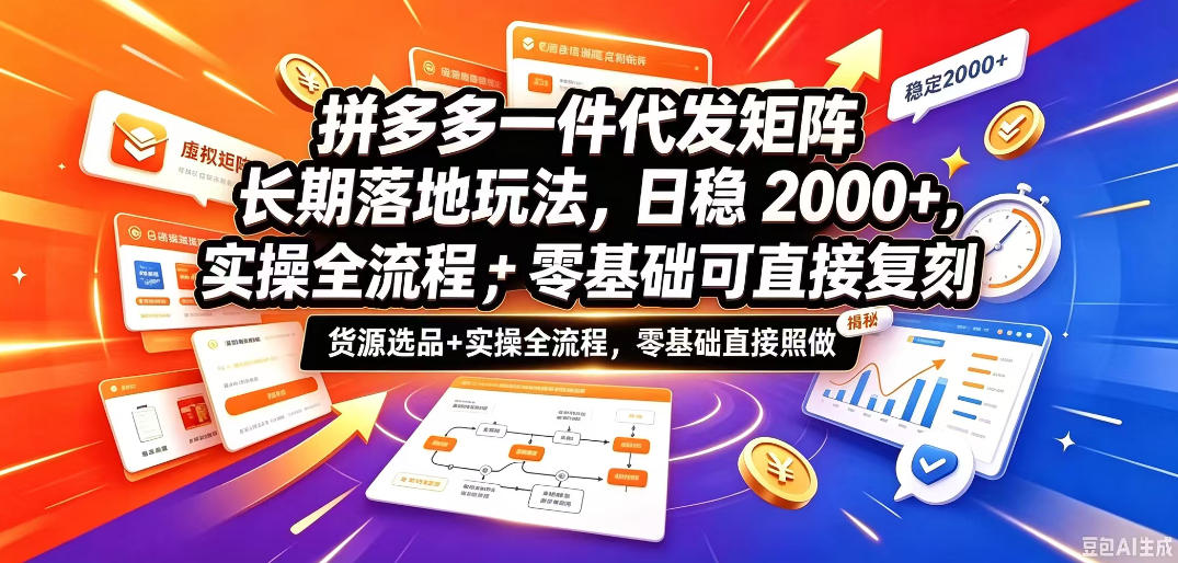 拼多多一件代发矩阵长期落地玩法,日稳入2k+,选品货源+实操全流程,零基础可直接复刻【拆解】-凡人轻创
