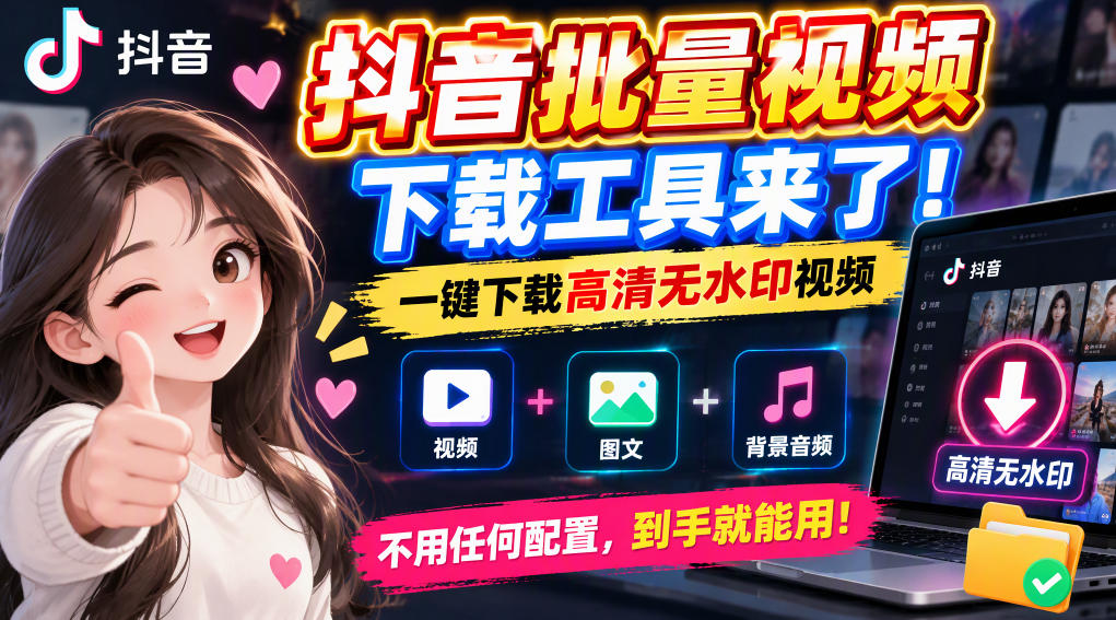 抖音批量视频下载工具，一键下载高清无水印视频，到手就能用-凡人轻创