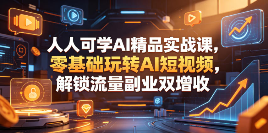 人人可学AI精品实战课，零基础玩转AI短视频，解锁流量副业双增收-凡人轻创
