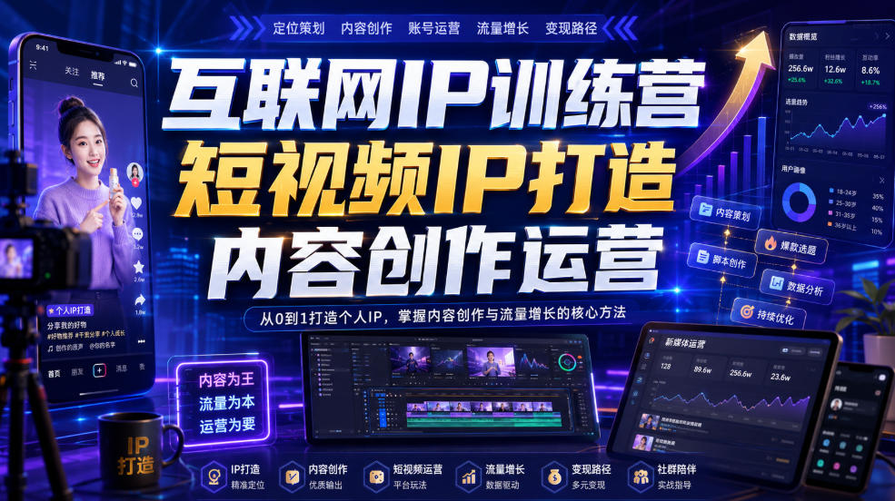互联网IP训练营,短视频IP打造,内容创作运营-凡人轻创