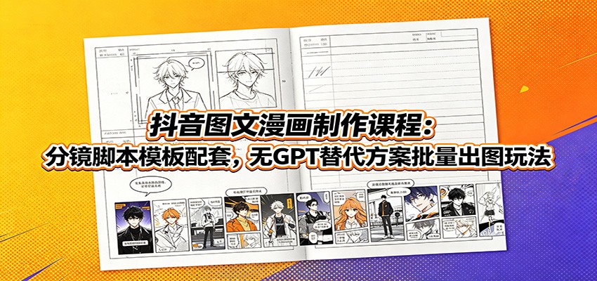 抖音图文漫画制作课程:分镜脚本模板配套,无GPT替代方案批量出图玩法-凡人轻创