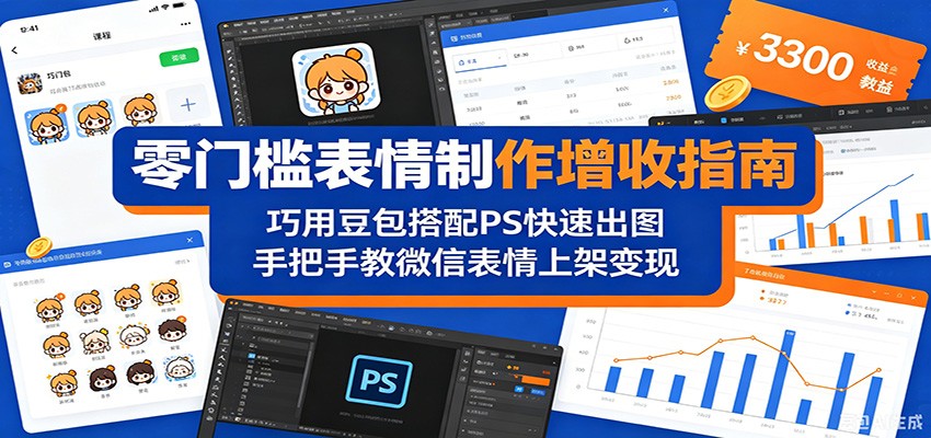 零门槛表情制作增收指南:巧用豆包搭配 PS 快速出图,手把手教微信表情上架变现-凡人轻创