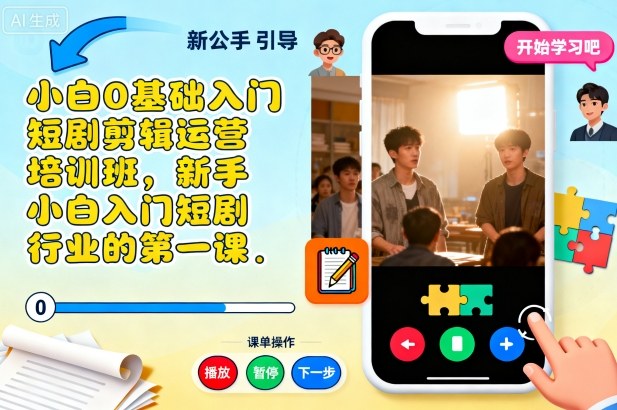 小白0基础入门短剧剪辑运营培训班，新手小白入门短剧行业的第一课-凡人轻创