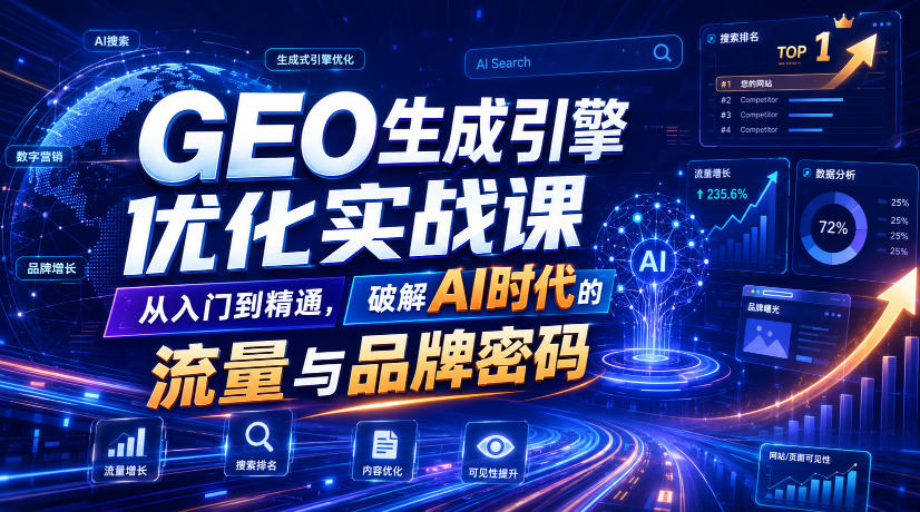 GEO生成引擎优化实战课,从入门到精通,破解AI时代的流量与品牌密码-凡人轻创