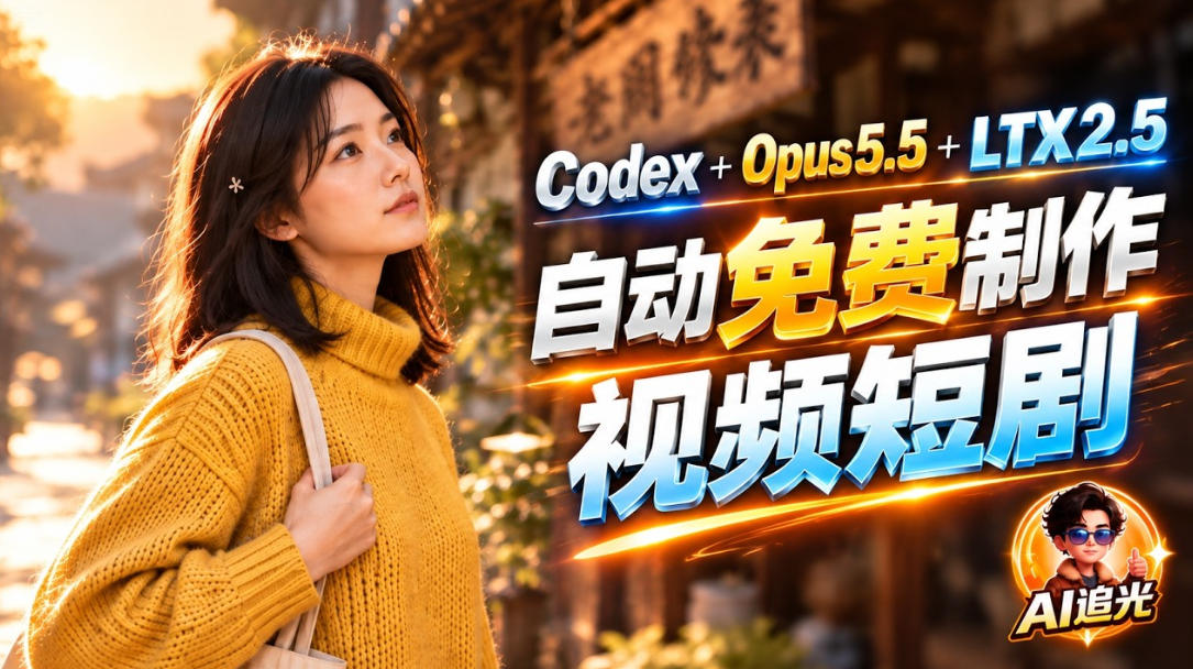 【无水印】Codex出图+免费LTX-2.5生成视频，Claude Opus 5.5全自动剪出1分钟情感短剧《停了的表》-凡人轻创
