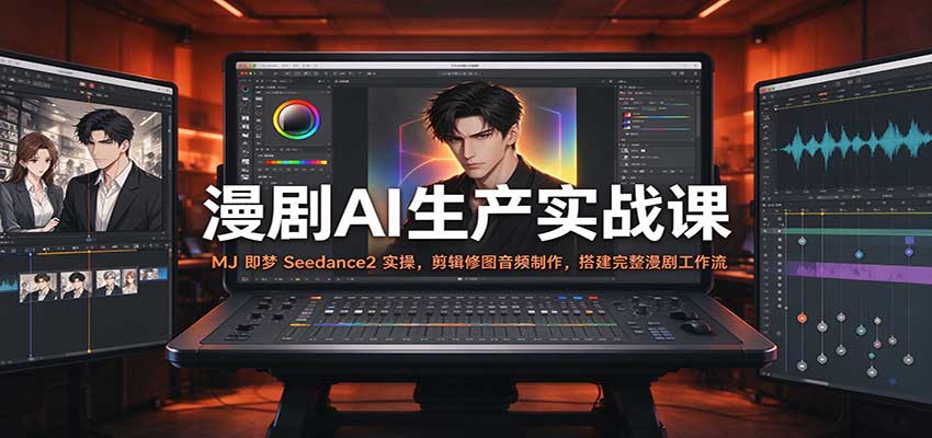 漫剧AI生产实战课:MJ 即梦 Seedance2 实操,剪辑修图音频制作,搭建完整漫剧工作流-凡人轻创