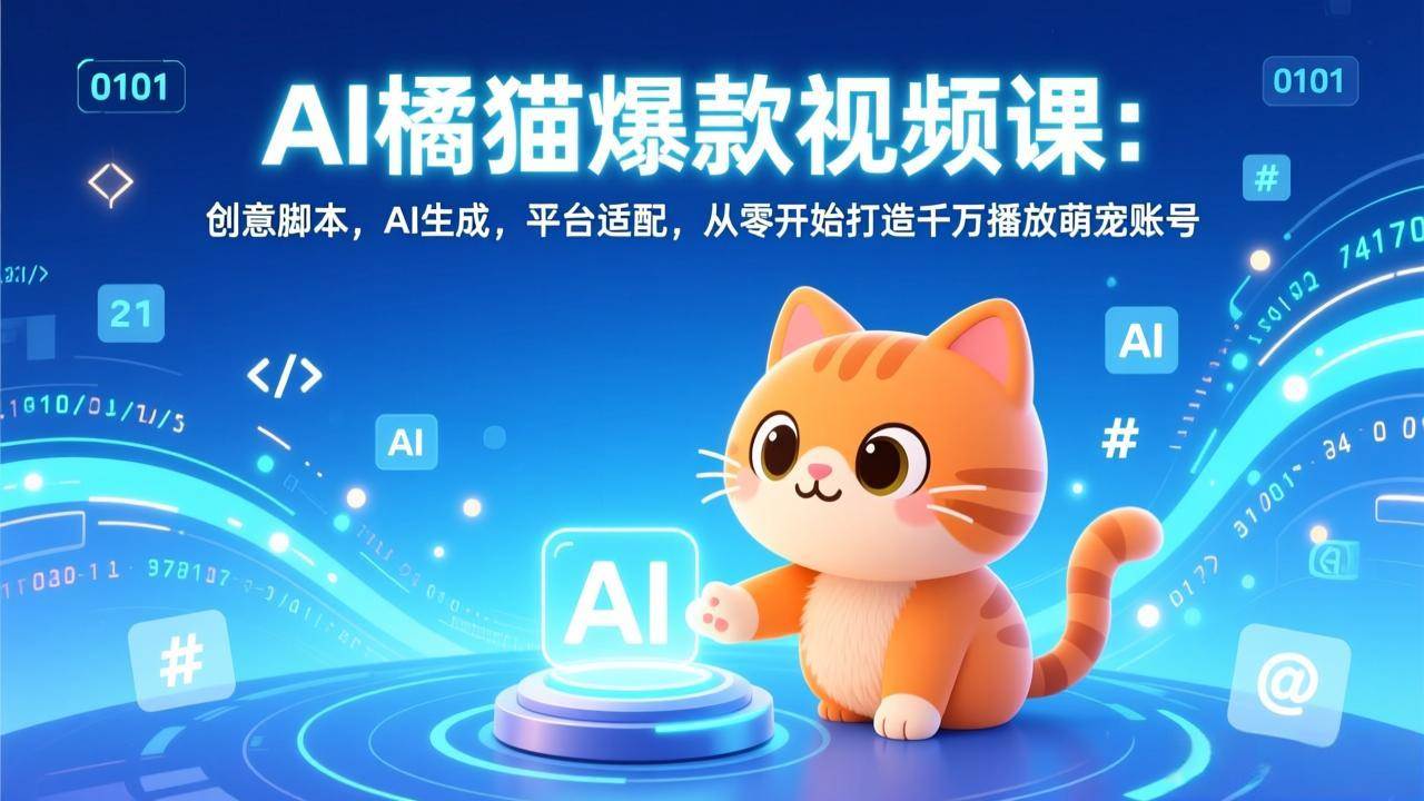 （17091期）AI橘猫爆款视频课：创意脚本，AI生成，平台适配，从零开始打造千万播放萌宠账号-凡人轻创