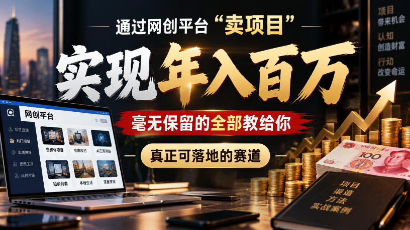通过网创平台“卖项目”实现年入100w,毫无保留的全部教给你,真正可落地的赛道【揭秘】-凡人轻创