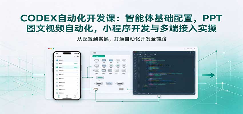 CODEX自动化开发课:智能体基础配置,PPT图文视频自动化,小程序开发与多端接入实操-凡人轻创