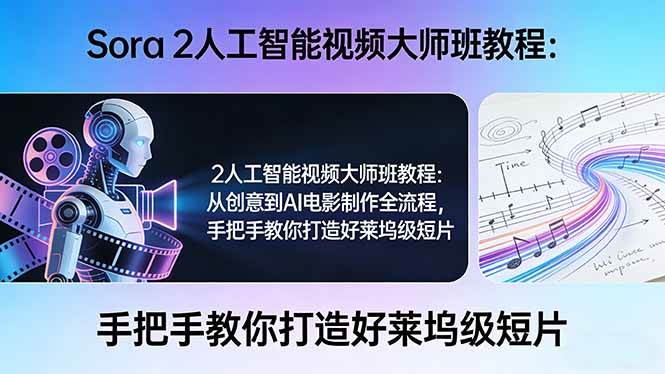 （17688期）Sora 2人工智能视频大师班教程：从创意到AI电影制作全流程，手把手教你打造好莱坞级短片-凡人轻创