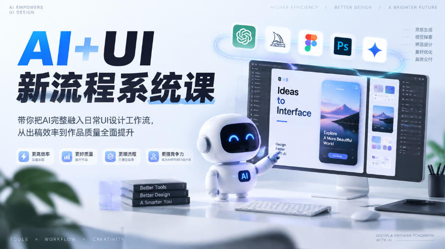 【无水印】AI+UI新流程系统课,带你把AI完整融入日常UI设计工作流,从出稿效率到作品质量全面提升(2026第4期)-凡人轻创