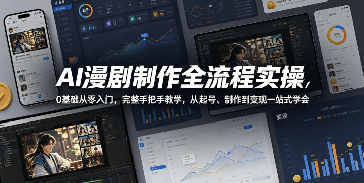 AI漫剧制作全流程实操,0基础从零入门,完整手把手教学,从起号、制作到变现一站式学会(更新)-凡人轻创