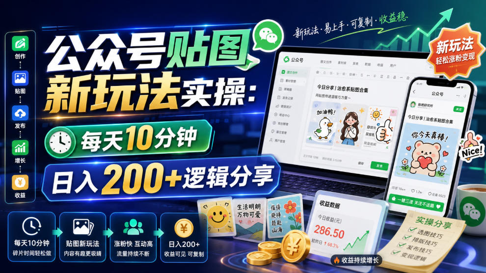 公众号贴图新玩法实操,每天10分钟,日入200+逻辑分享-凡人轻创