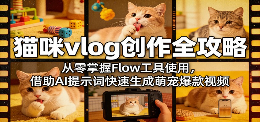 猫咪vlog创作全攻略:从零掌握Flow工具使用,借助AI提示词快速生成萌宠爆款视频-凡人轻创