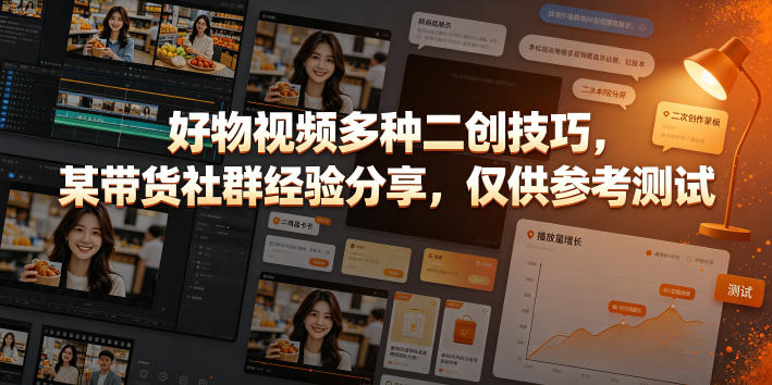 好物视频多种二创技巧，某带货社群经验分享，仅供参考测试-凡人轻创