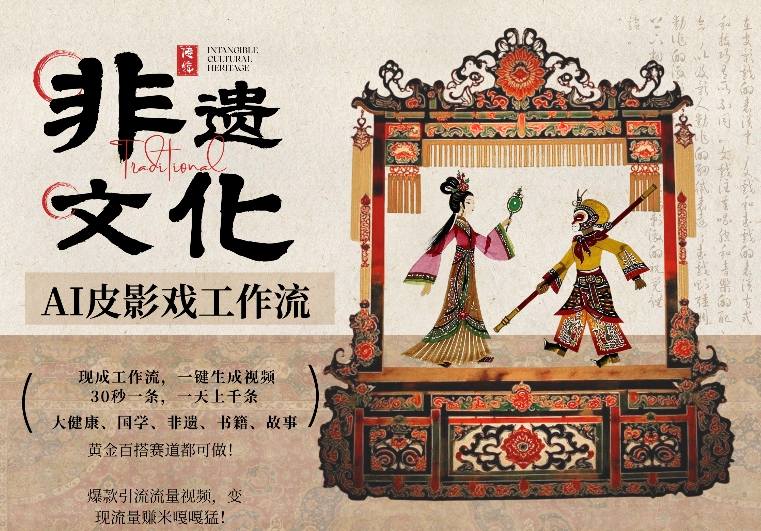 AI一键生成民俗文化非遗皮影戏视频，一刀不剪无需剪辑，30S一条，一天上百条，流量财富嘎嘎猛-凡人轻创