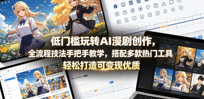 低门槛玩转AI漫剧创作，全流程技法手把手教学，搭配多款热门工具，轻松打造可变现优质作品-凡人轻创