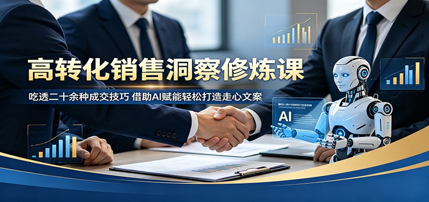 高转化销售洞察修炼课:吃透二十余种成交技巧,借助AI赋能轻松打造走心文案-凡人轻创