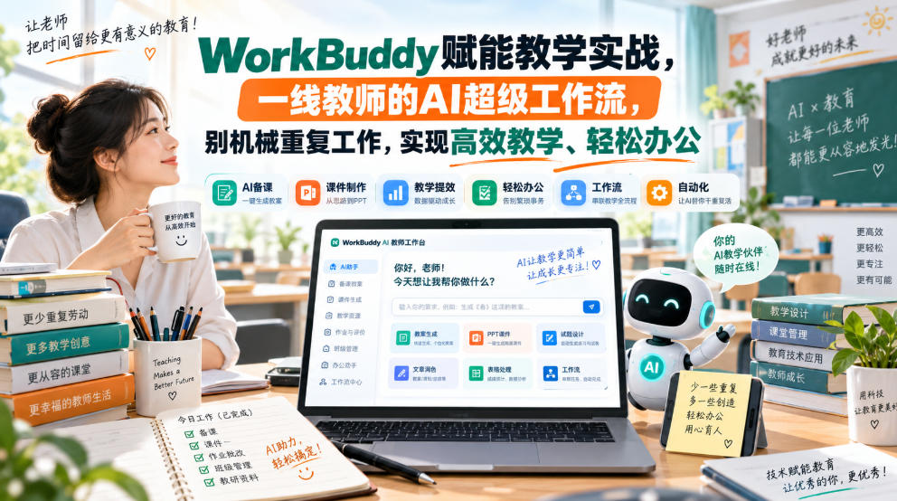 WorkBuddy赋能教学实战,一线教师的AI超级工作流,别机械重复工作,实现高效教学、轻松办公-凡人轻创