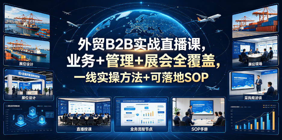 外贸B2B实战直播课，业务+管理+展会全覆盖，一线实操方法+可落地SOP-凡人轻创