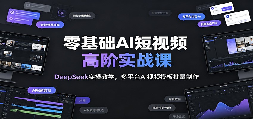 零基础AI短视频高阶实战课:DeepSeek实操教学,多平台AI视频模板批量制作-凡人轻创