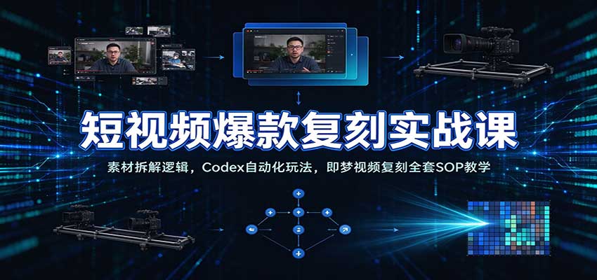 短视频爆款复刻实战课：素材拆解逻辑，Codex自动化玩法，即梦视频复刻全套SOP教学-凡人轻创