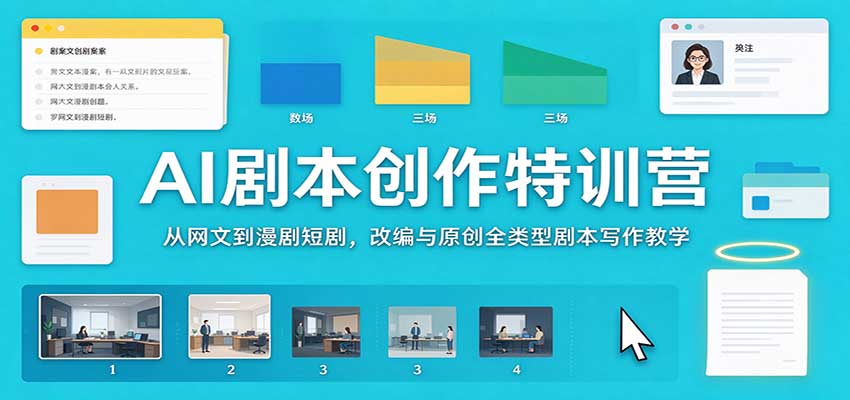 AI剧本创作特训营:从网文到漫剧短剧,改编与原创全类型剧本写作教学 AI剧本创作特训营:从网文到漫剧短剧,改编与原创全类型剧本写作教学