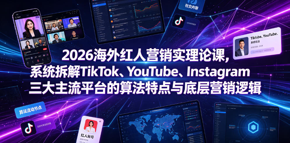 2026海外红人营销实理论课,系统拆解TikTok、YouTube、Instagram三大主流平台的算法特点与底层营销逻辑-凡人轻创