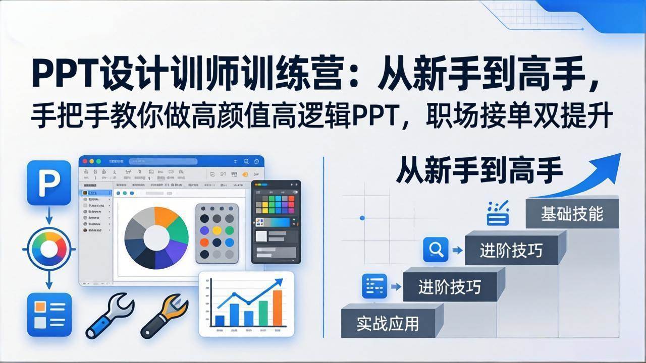 (17886期)PPT设计训师训练营:从新手到高手,手把手教你做高颜值高逻辑PPT,职场接单双提升-凡人轻创