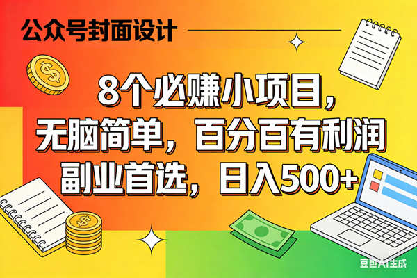 (17911期)8个必赚米的小项目,百分百有利润,无脑简单,副业首选,日入500+-凡人轻创