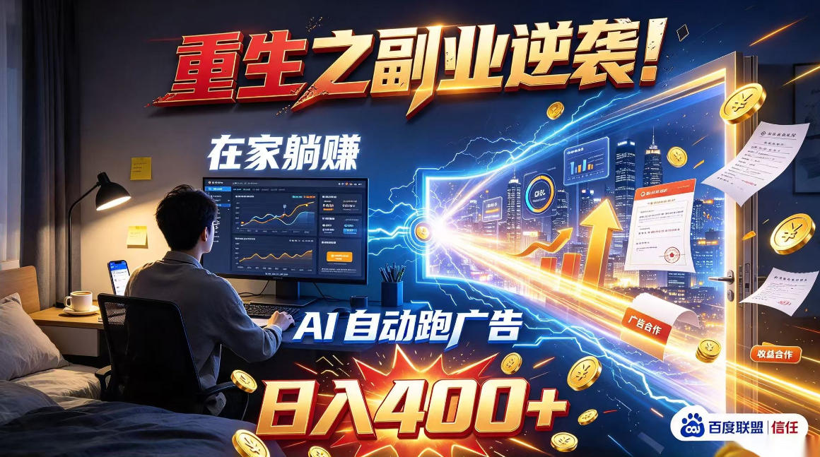 重生之副业逆袭!在家躺赚AI自动跑广告日入400+,无需人工操作【揭秘】-凡人轻创