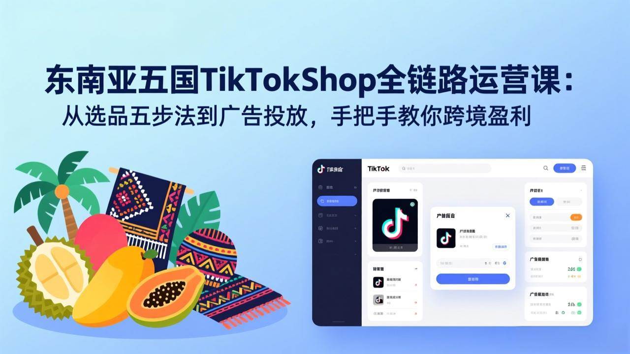 （17511期）东南亚五国TikTok Shop全链路运营课：从选品五步法到广告投放，手把手教你跨境盈利-凡人轻创